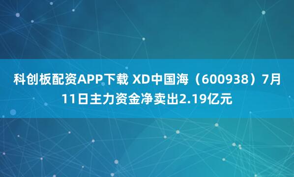 科创板配资APP下载 XD中国海(600938)7月11日主力资金净卖出2.19亿元