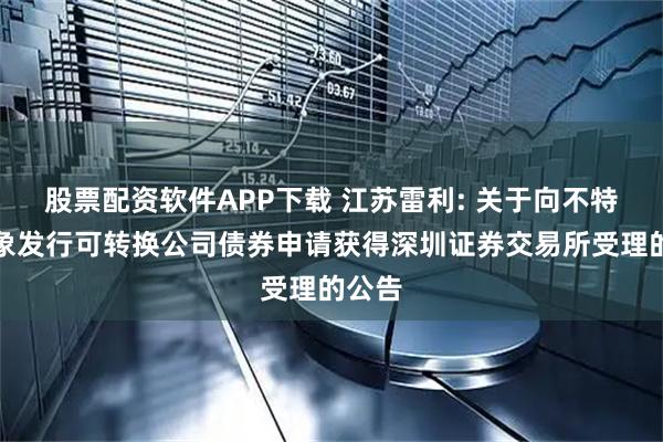 股票配资软件APP下载 江苏雷利: 关于向不特定对象发行可转换公司债券申请获得深圳证券交易所受理的公告