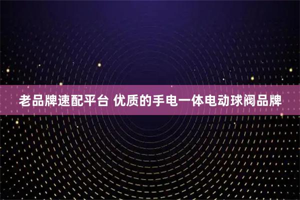老品牌速配平台 优质的手电一体电动球阀品牌